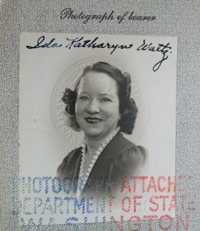 1939 American Passport for Ida Katharyn Waltz of Indiana